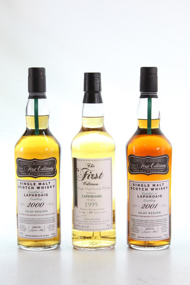 Laphroaig Single Malt Scotch Whisky Cask Strength The First Editions Vertical, 1999-2001