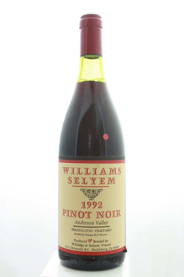 Williams Selyem Pinot Noir Ferrington Vineyard 1992