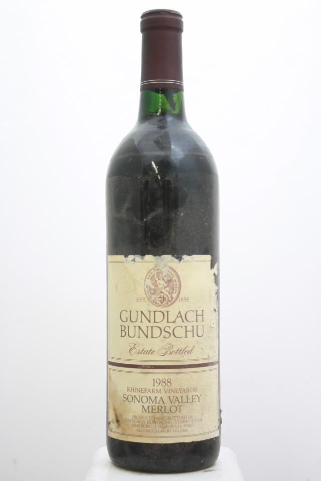 Gundlach Bundschu Merlot Estate Rhinefarm Vineyards 1988