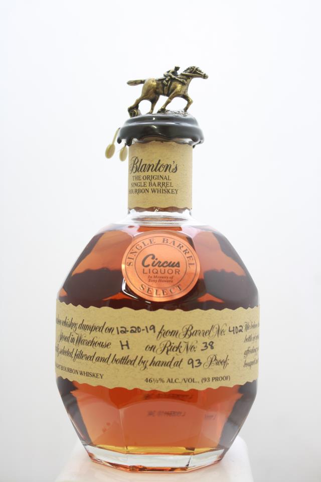 Blanton's Original Single Barrel Bourbon Whisky Circus Liquor Single Barrel Select Barrel No. 160 NV