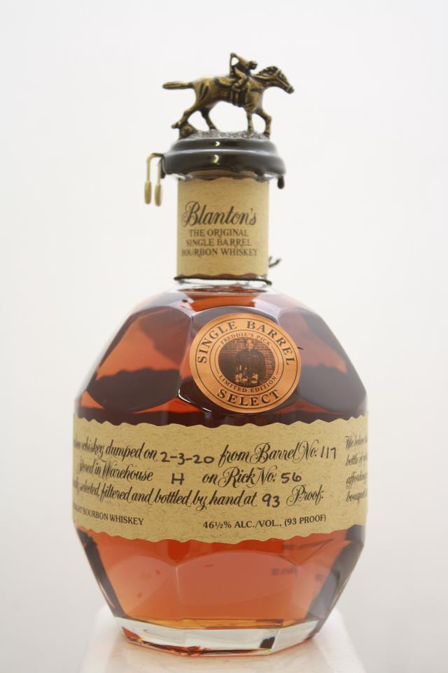 Blanton's Original Single Barrel Bourbon Whisky Freddie's Pick Single Barrel Select Limited Edition NV