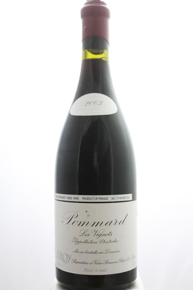 Domaine Leroy Pommard Les Vignots 2003
