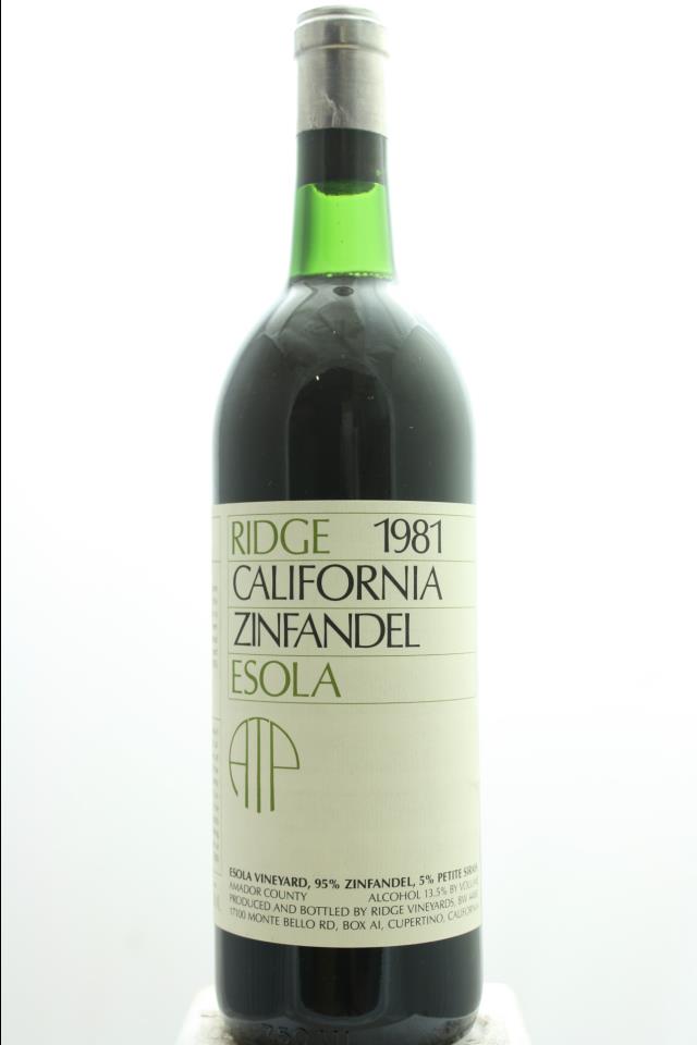 Ridge Vineyards Zinfandel Esola Vineyard ATP 1981