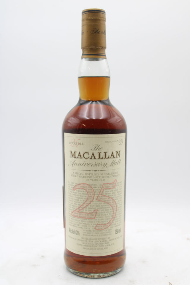 The Macallan The 1824 Collection 25 Years Old Unblended Single Highland Malt Scotch Whisky Anniversary Malt NV