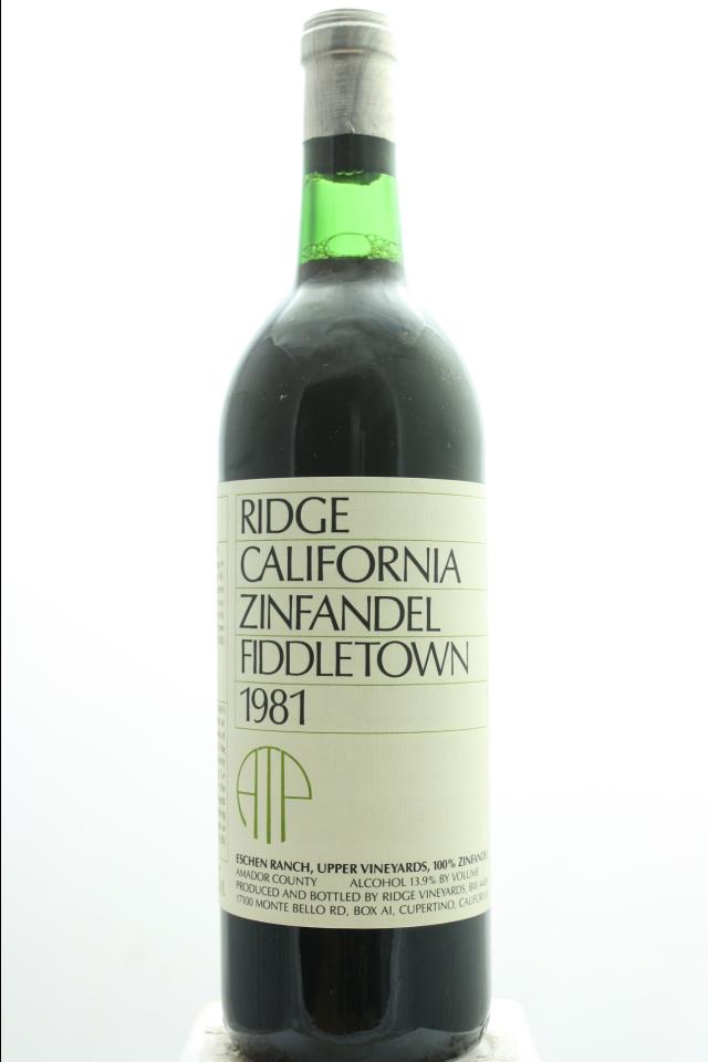 Ridge Vineyards Zinfandel Fiddletown Eschen Ranch ATP 1981