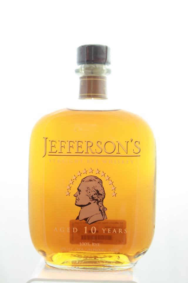 Jefferson's Straight Rye Whiskey Aged 10-Years  NV