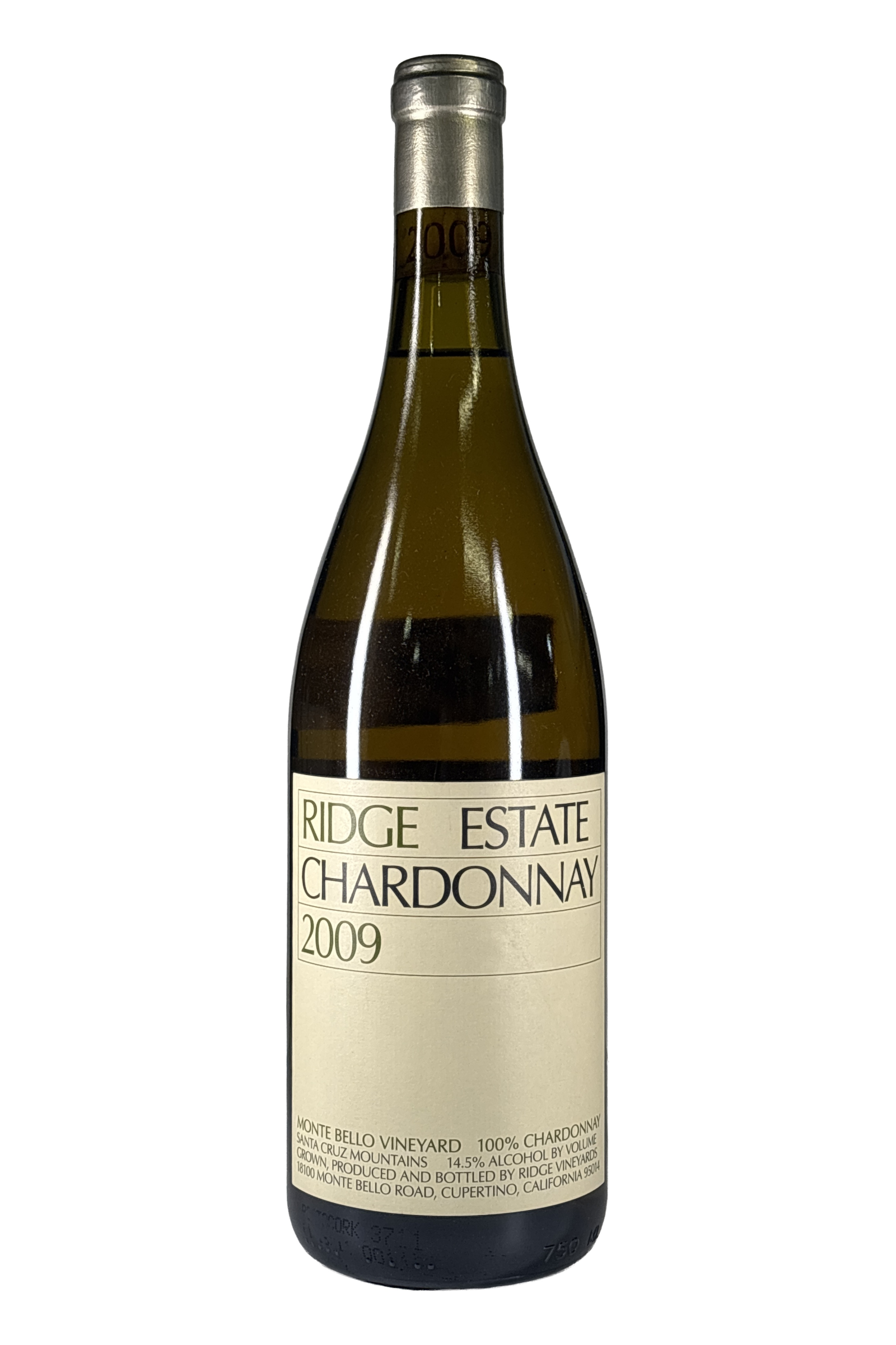 Shale Ridge Winery Ridge Vineyards Chardonnay Monte Bello Vineyard 2009 — Lot 1849 ...