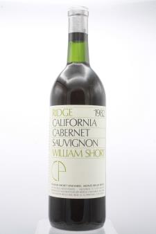 Ridge Vineyards Cabernet Sauvignon William Short CP 1982