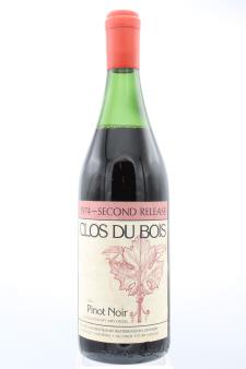 Clos du Bois Pinot Noir Second Release 1974