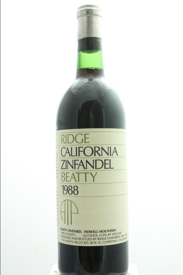 Ridge Vineyards Zinfandel Beatty Vineyard ATP 1988