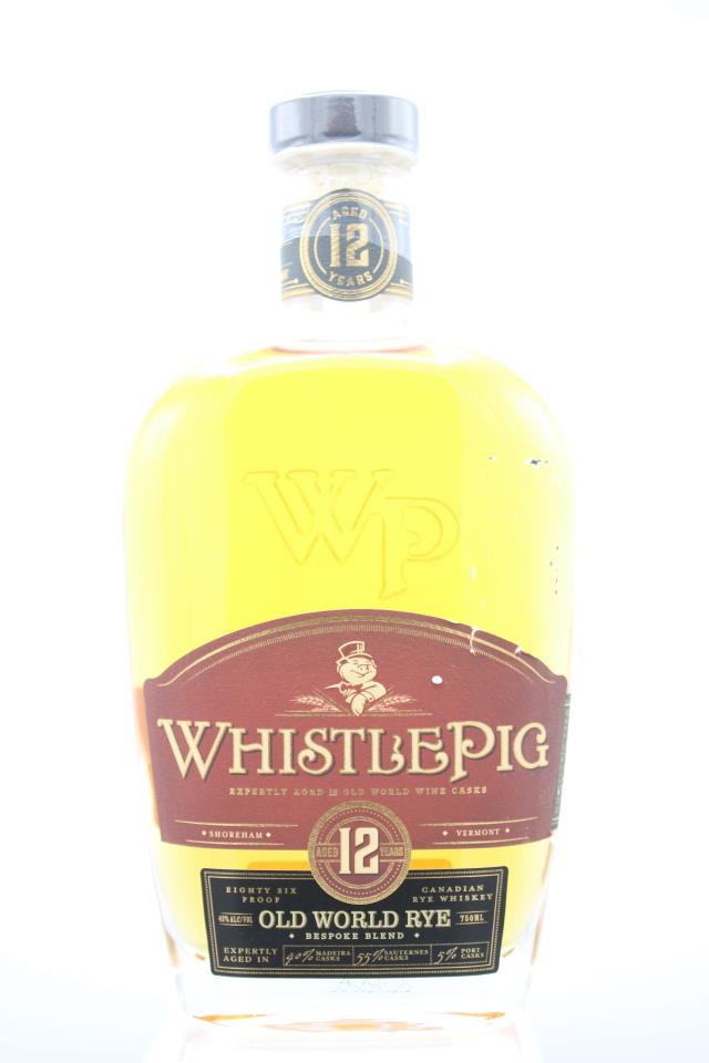 WhistlePig Canadian Rye Whiskey Old World Rye Bespoke Blend Aged 12 Years NV