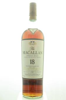 The Macallan Single Malt Highland Scotch Whisky Sherry Oak Cask 18-Year-Old 1987