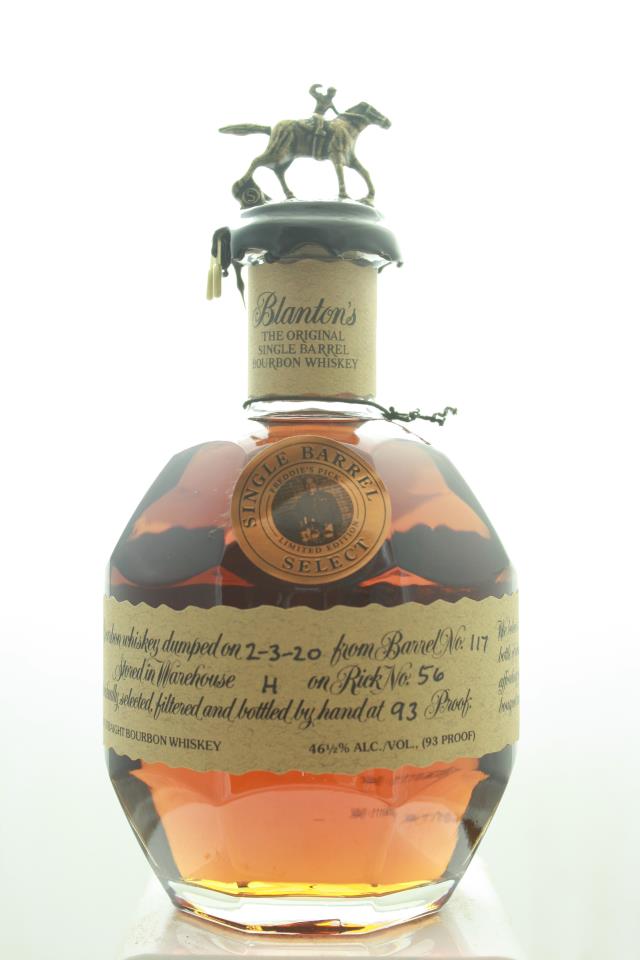Blanton's Original Single Barrel Bourbon Whisky Freddie's Pick Single Barrel Select Limited Edition NV