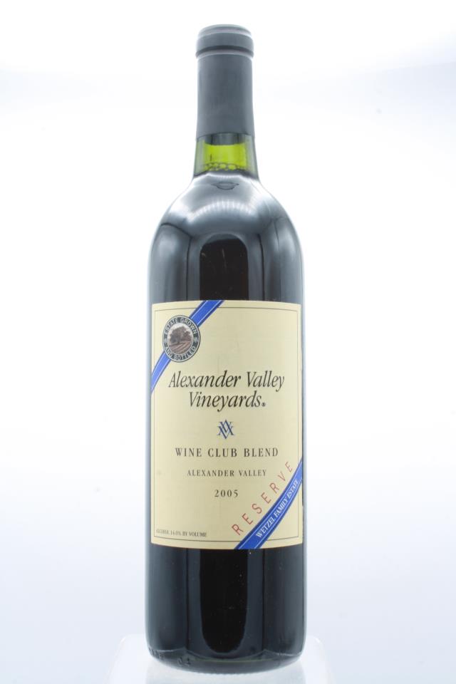 Alexander Valley Vineyards Wine Club Blend Reserve Wetzel Family Estate 2005