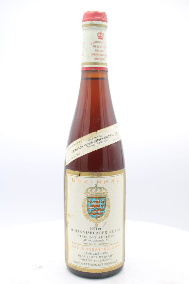Landgraflich Hessisches Johanisberger Klaus Riesling Auslese #11 1971