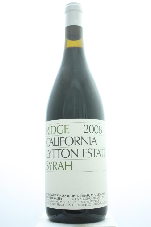 Ridge Vineyards Syrah Estate Lytton West Vineyard ATP 2008