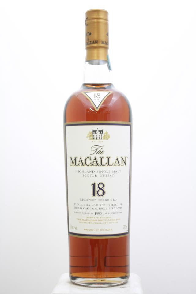 The Macallan Sherry Oak Cask Single Malt Scotch Whisky 18 Year Old 1993