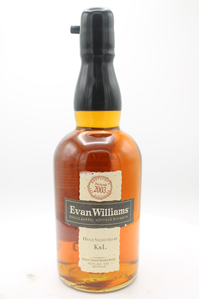 Evan Williams Kentucky Straight Bourbon Whiskey Single Barrel Vintage 2003