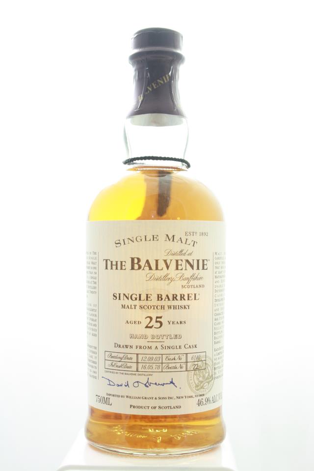 The Balvenie Single Barrel Malt Scotch Whisky Drawn From a Single Cask 25-Years-Old 1978