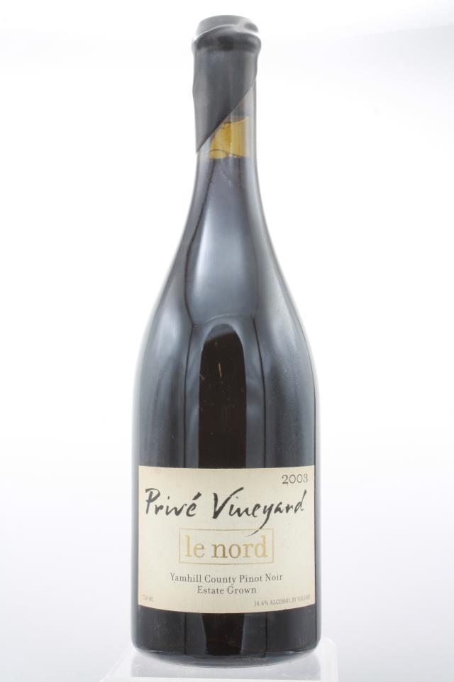 Prive Vineyard Estate Pinot Noir Le Nord  2003