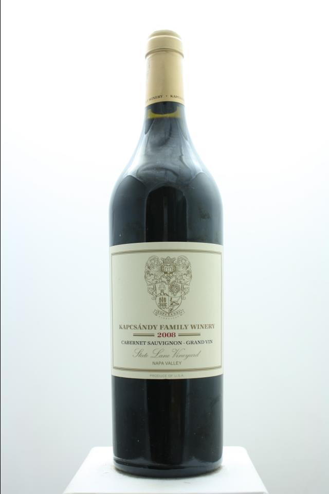 Kapcsándy Family Winery Cabernet Sauvignon Estate State Lane Vineyard Grand Vin 2008