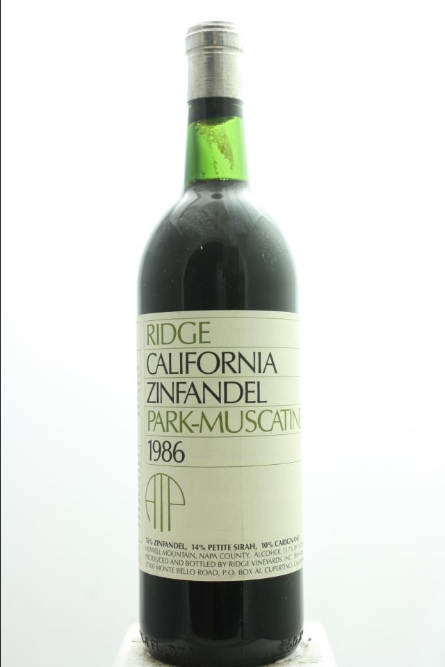 Ridge Vineyards Zinfandel Park Muscatine ATP 1986