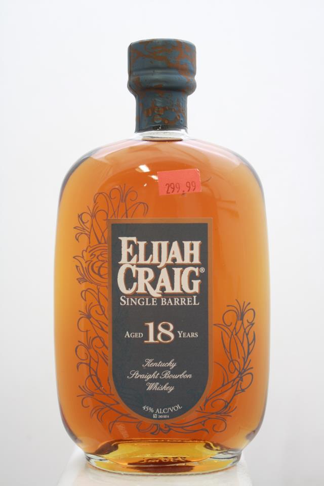 The Elijah Craig Kentucky Straight Bourbon Whiskey Single Barrel 18-Years-Old NV