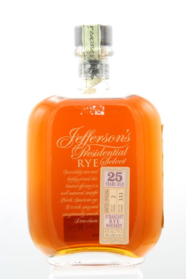 Jefferson's Presidential Select Kentucky Straight Rye Whiskey 25-Years-Old NV